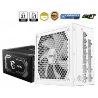 FUENTE ALIMENTACION MSI MAG A1000GL PCIE5 WHITE,PSU,1000W,80 PLUS GOLD,MODULAR,135MM,ACTIVE PFC,PCI-E 5.0 (16 PIN)X1,PCI-E (6+2 PIN)X4,SATA (15 PIN)X12 (Espera 4 dias)